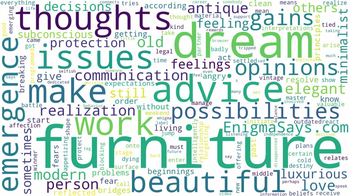 dream about beautiful furniture and related dreams with their meanings in a word cloud