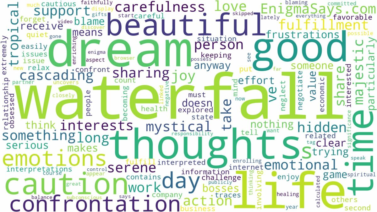 dream about beautiful waterfall and related dreams with their meanings in a word cloud