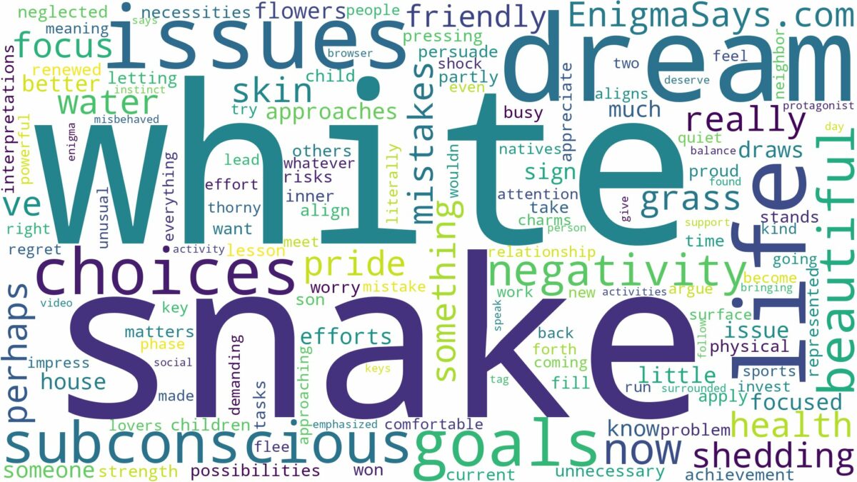 dream about beautiful white snake and related dreams with their meanings in a word cloud