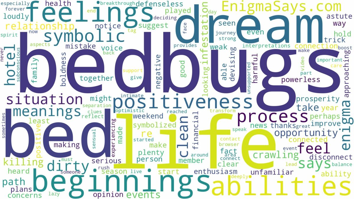 dreams about bedbugs in bed and related dreams with their meanings in a word cloud