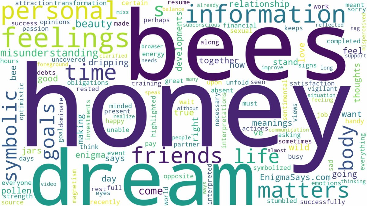 dreams about bees honey and related dreams with their meanings in a word cloud