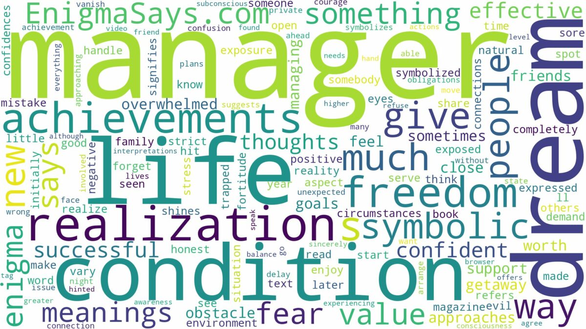 dream of being a manager and related dreams with their meanings in a word cloud