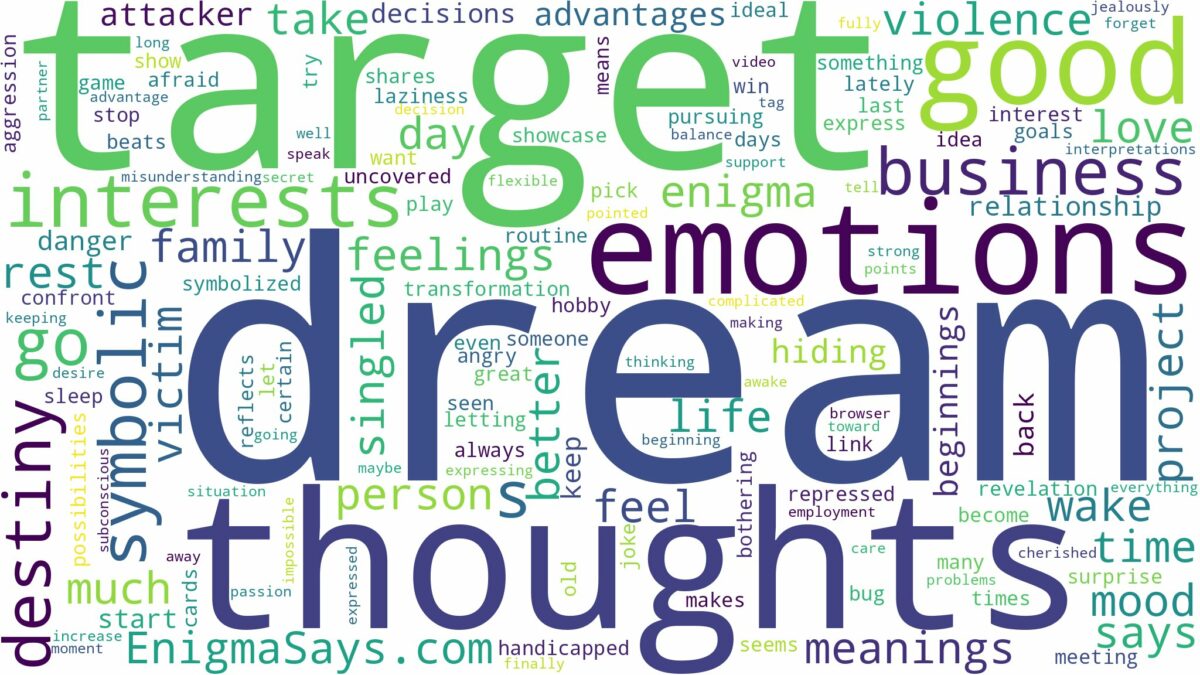 dream of being a target and related dreams with their meanings in a word cloud