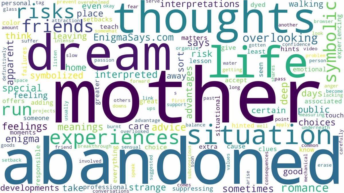 dreaming of being abandoned by mother and related dreams with their meanings in a word cloud