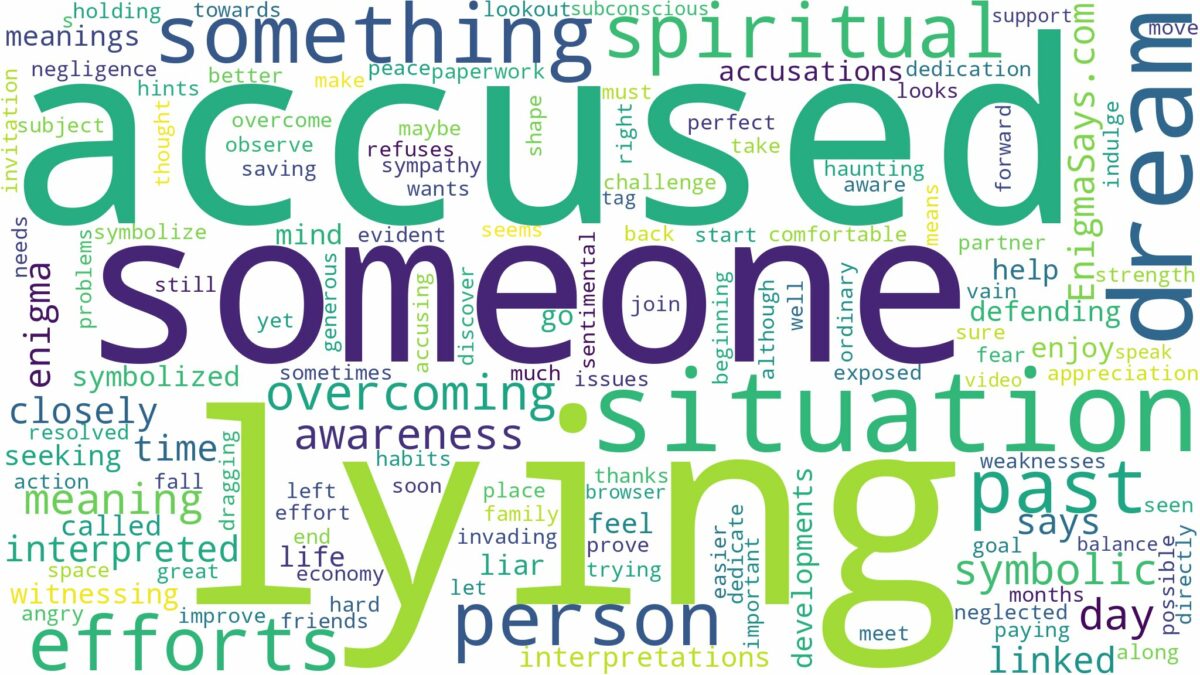 dreaming of being accused of lying and related dreams with their meanings in a word cloud