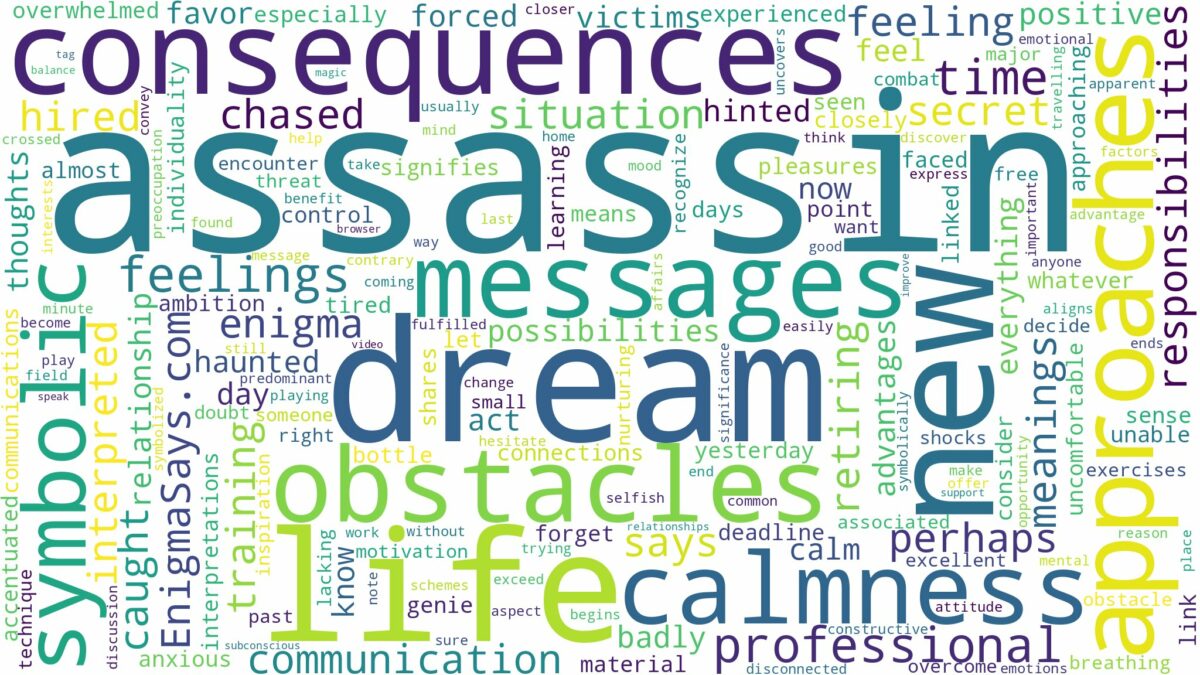 dream of being an assassin and related dreams with their meanings in a word cloud