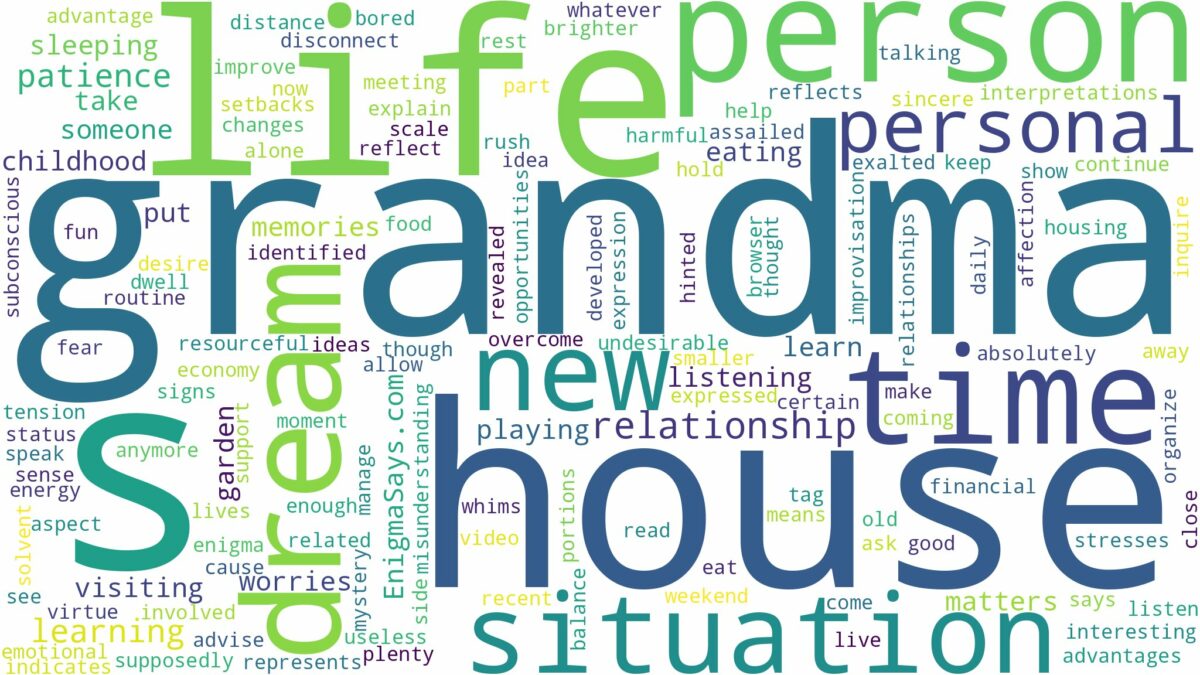 dreaming of being at grandma's house and related dreams with their meanings in a word cloud