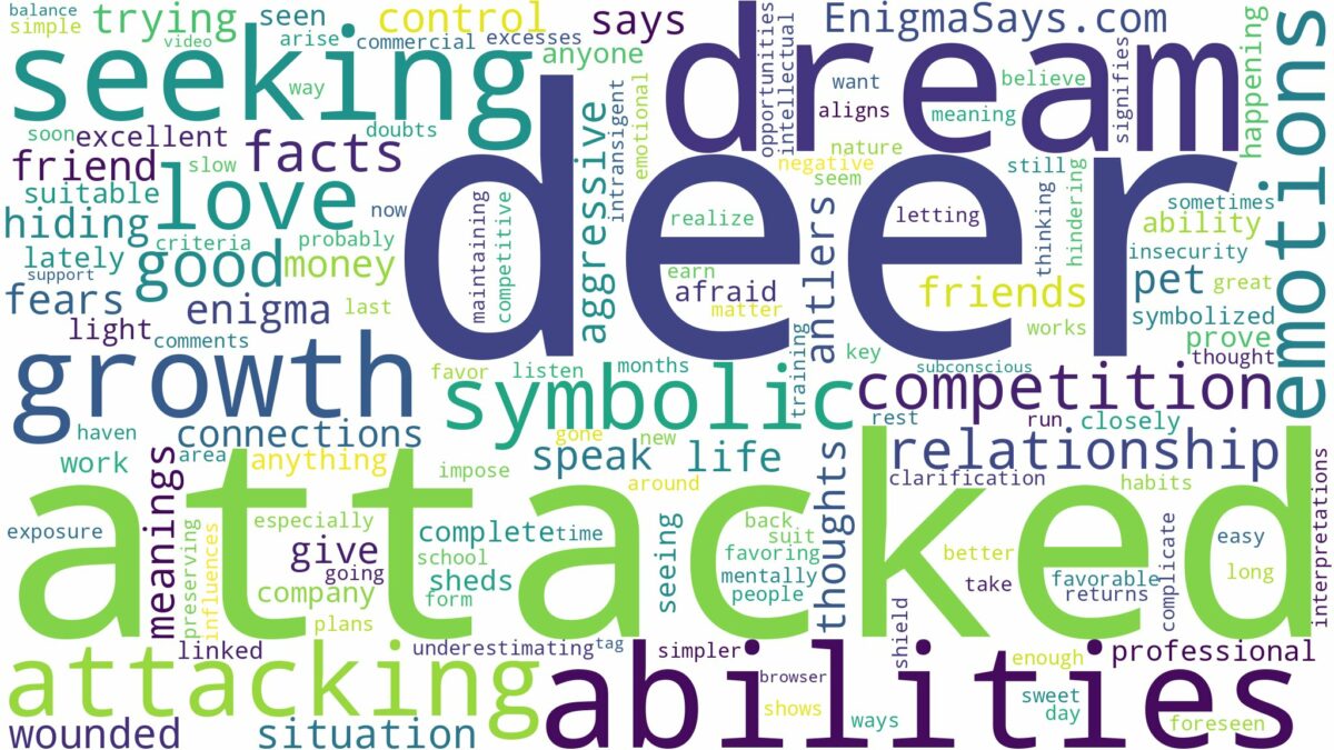 dreaming of being attacked by a deer and related dreams with their meanings in a word cloud