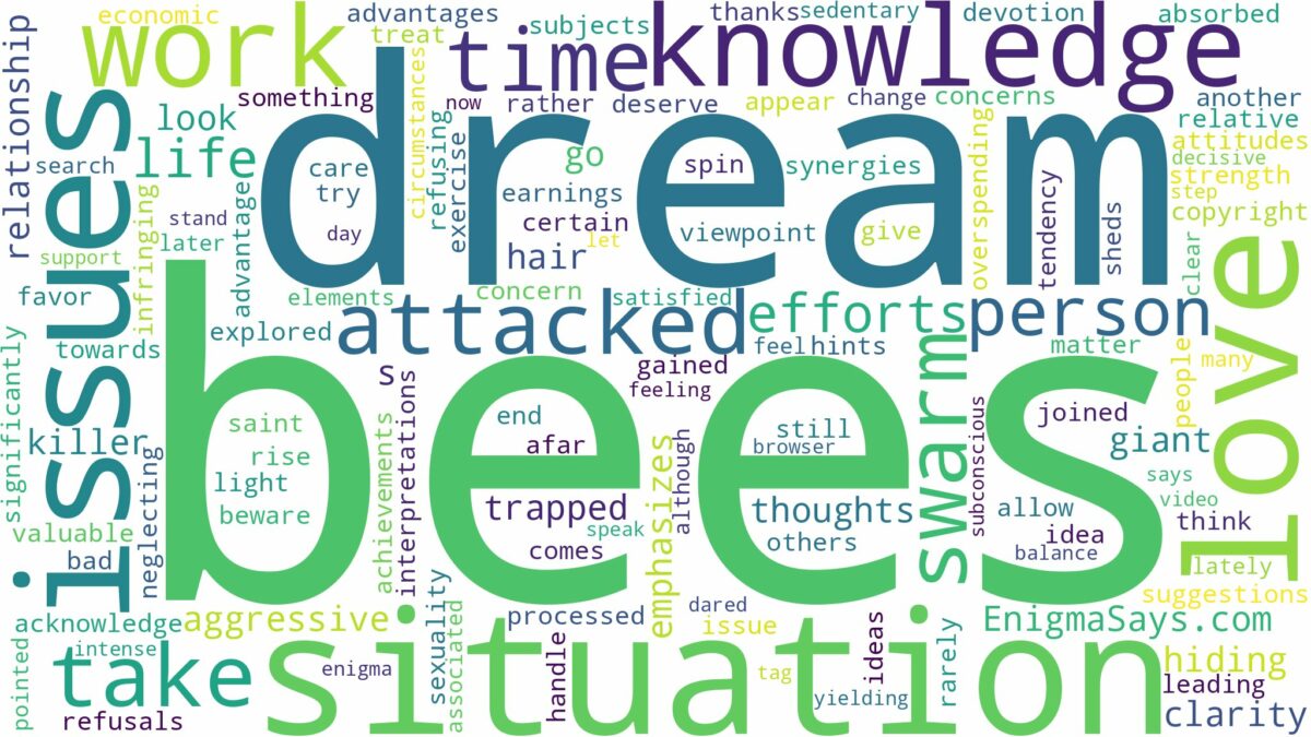 dreaming of being attacked by a swarm of bees and related dreams with their meanings in a word cloud