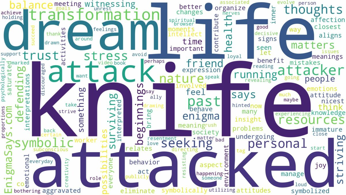 dreaming of being attacked with knife and related dreams with their meanings in a word cloud