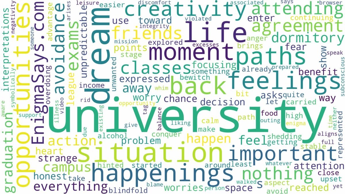 dreaming of being back at university and related dreams with their meanings in a word cloud