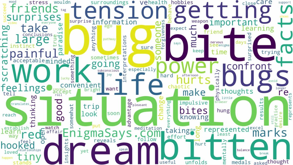 dreaming of being bitten by bugs and related dreams with their meanings in a word cloud