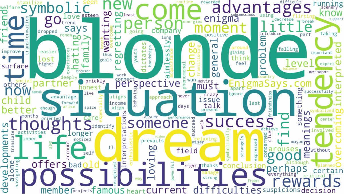 dream of being blonde and related dreams with their meanings in a word cloud