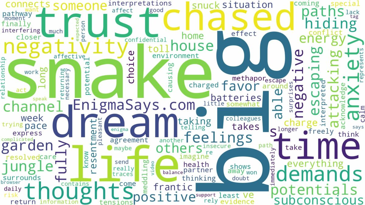 dreaming of being chased by a big snake and related dreams with their meanings in a word cloud