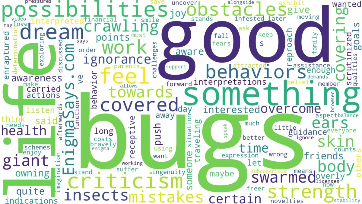 dreaming of being covered in bugs and related dreams with their meanings in a word cloud