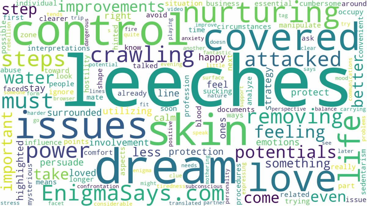 dreaming of being covered in leeches and related dreams with their meanings in a word cloud