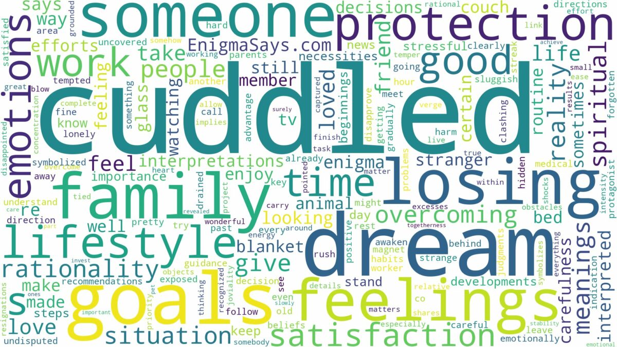 dream of being cuddled and related dreams with their meanings in a word cloud