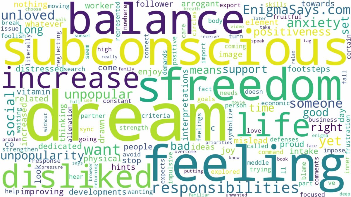 dream of being disliked and related dreams with their meanings in a word cloud