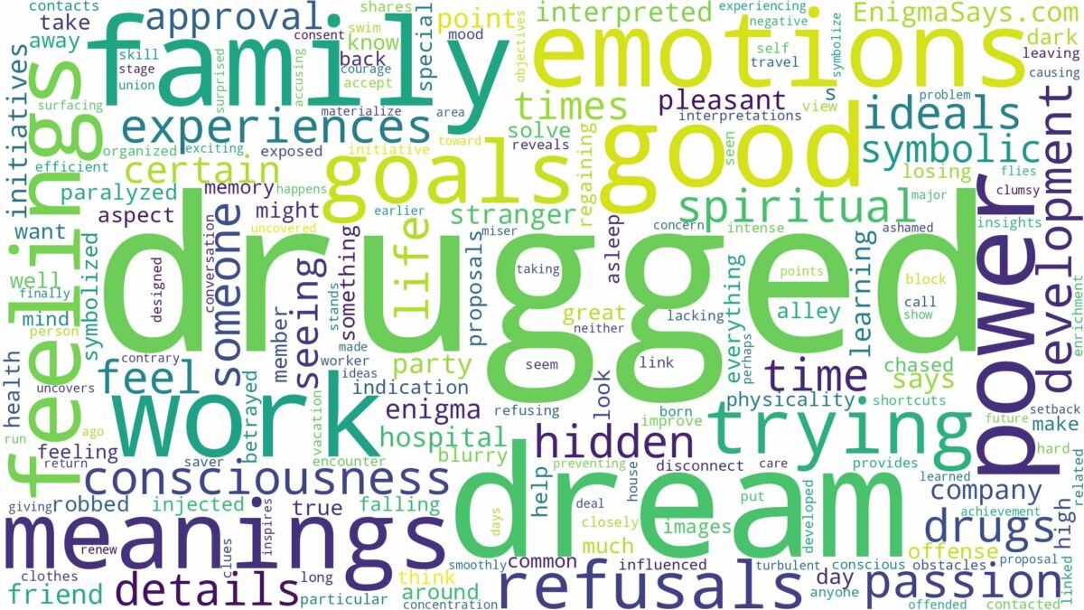 dream of being drugged and related dreams with their meanings in a word cloud