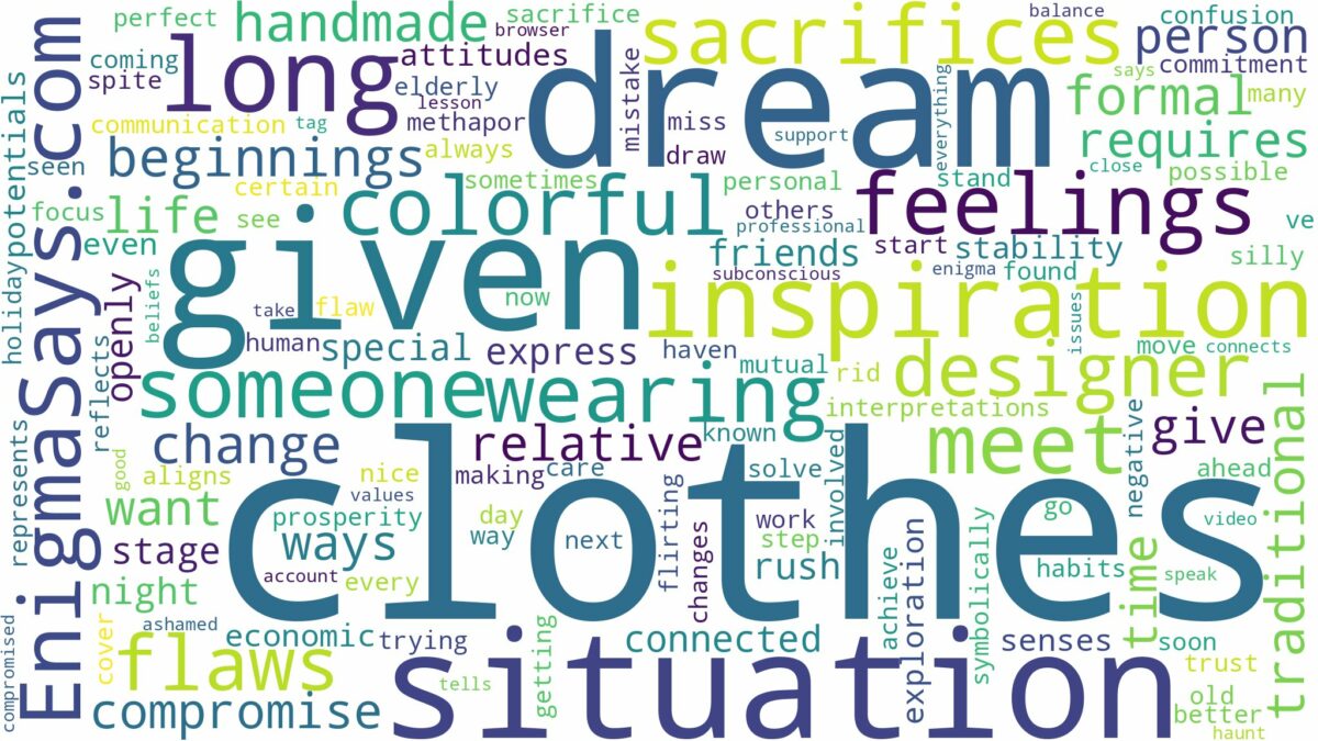 dreaming of being given clothes and related dreams with their meanings in a word cloud