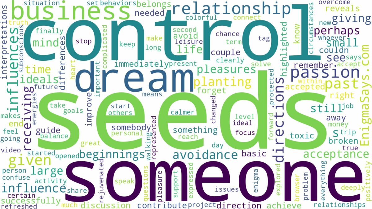 dreaming of being given seeds and related dreams with their meanings in a word cloud