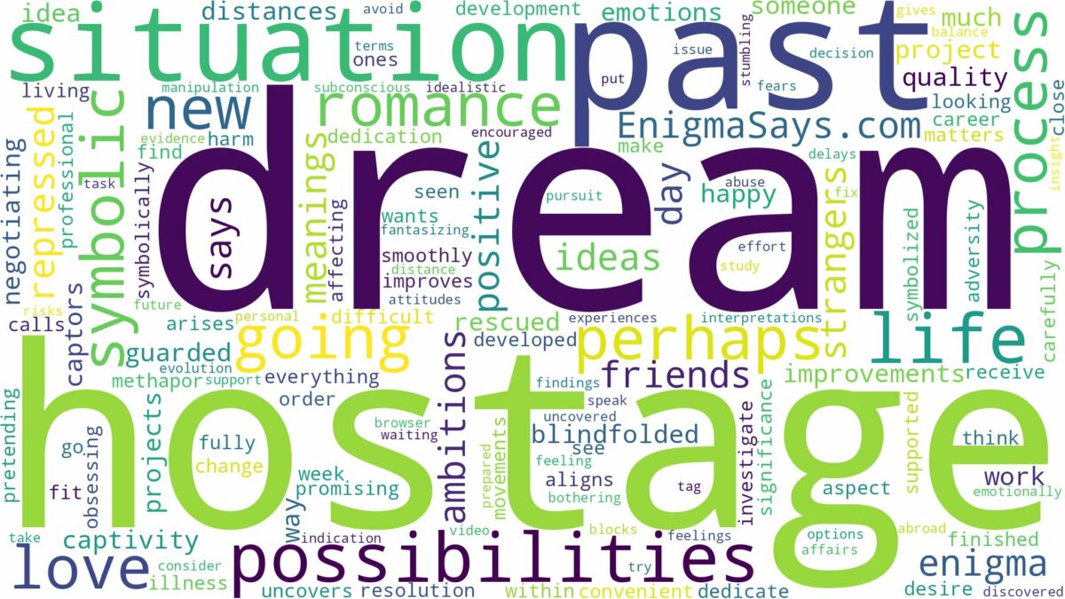 dream of being hostage and related dreams with their meanings in a word cloud