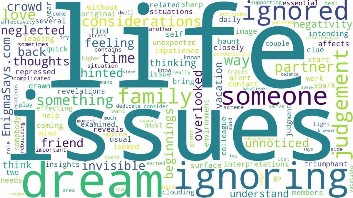 dreaming of being ignored by someone and related dreams with their meanings in a word cloud