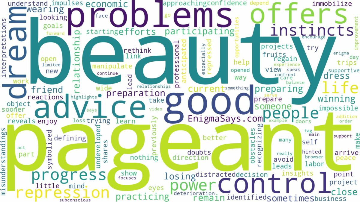 dreaming of being in a beauty pageant and related dreams with their meanings in a word cloud