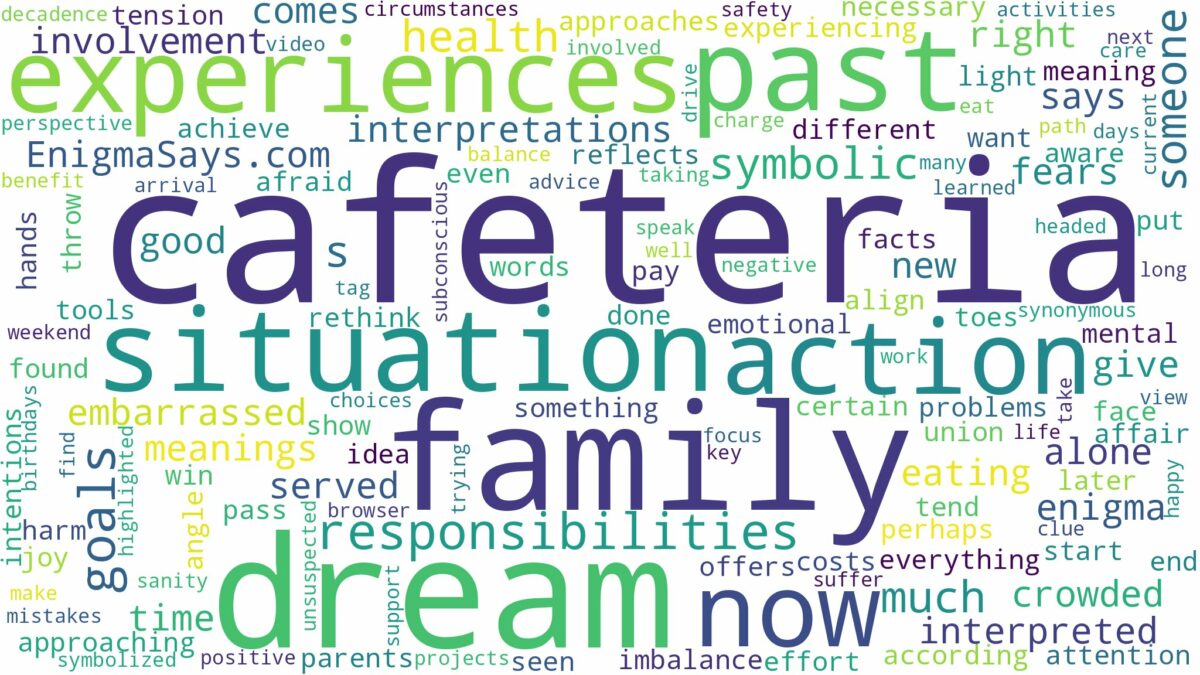 dream of being in a cafeteria and related dreams with their meanings in a word cloud