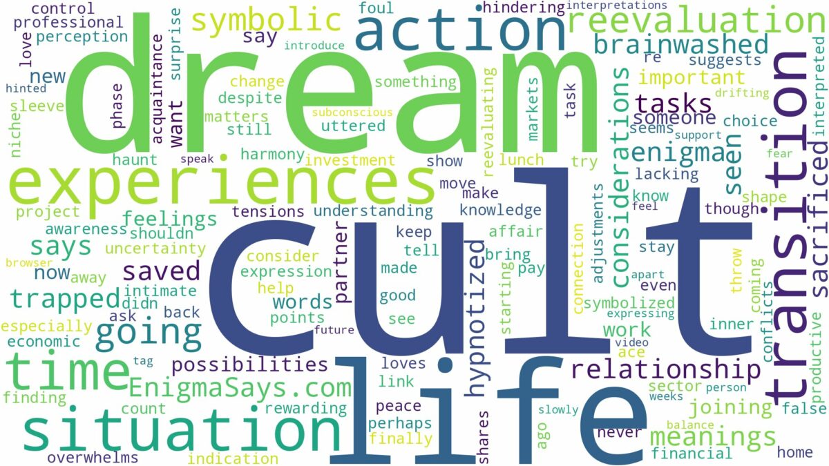 dream of being in a cult and related dreams with their meanings in a word cloud