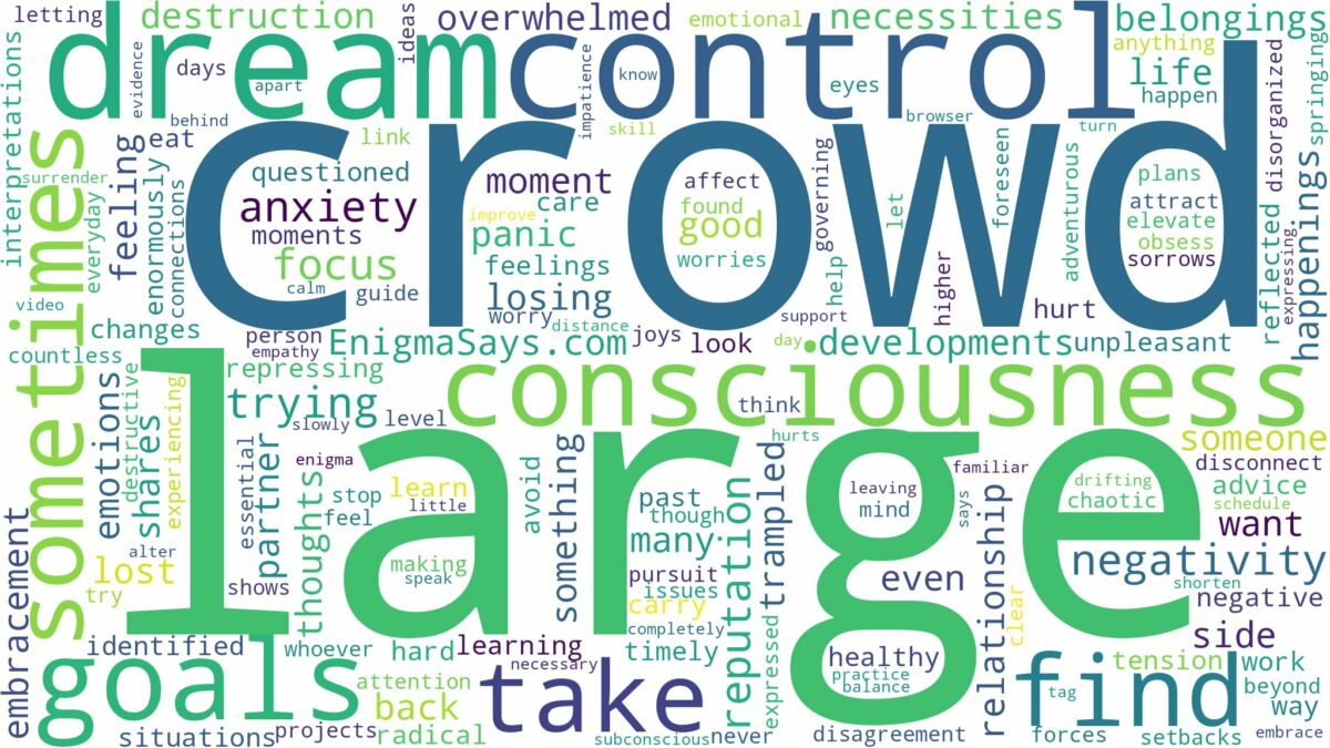 dreaming of being in a large crowd and related dreams with their meanings in a word cloud