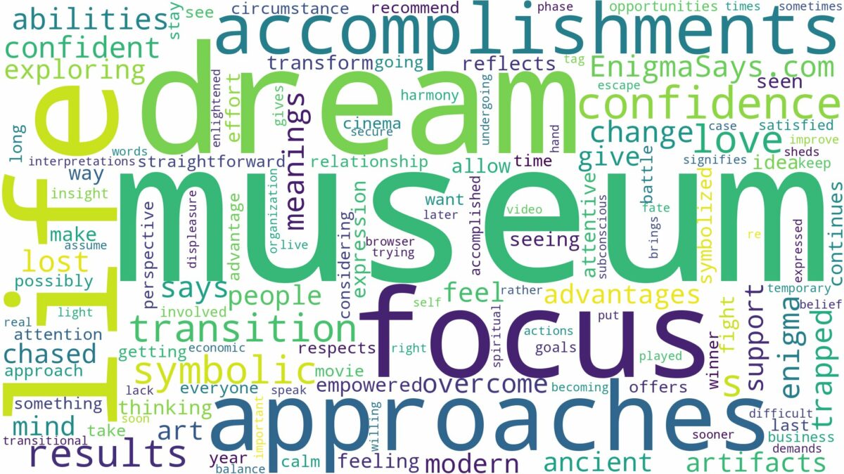 dream of being in a museum and related dreams with their meanings in a word cloud