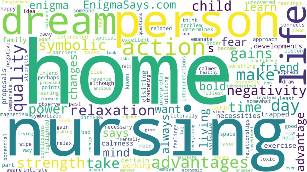 dreaming of being in a nursing home and related dreams with their meanings in a word cloud