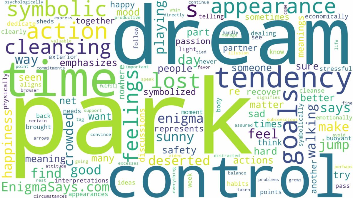 dream of being in a park and related dreams with their meanings in a word cloud