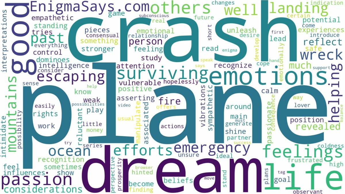 dreaming of being in a plane crash and surviving and related dreams with their meanings in a word cloud