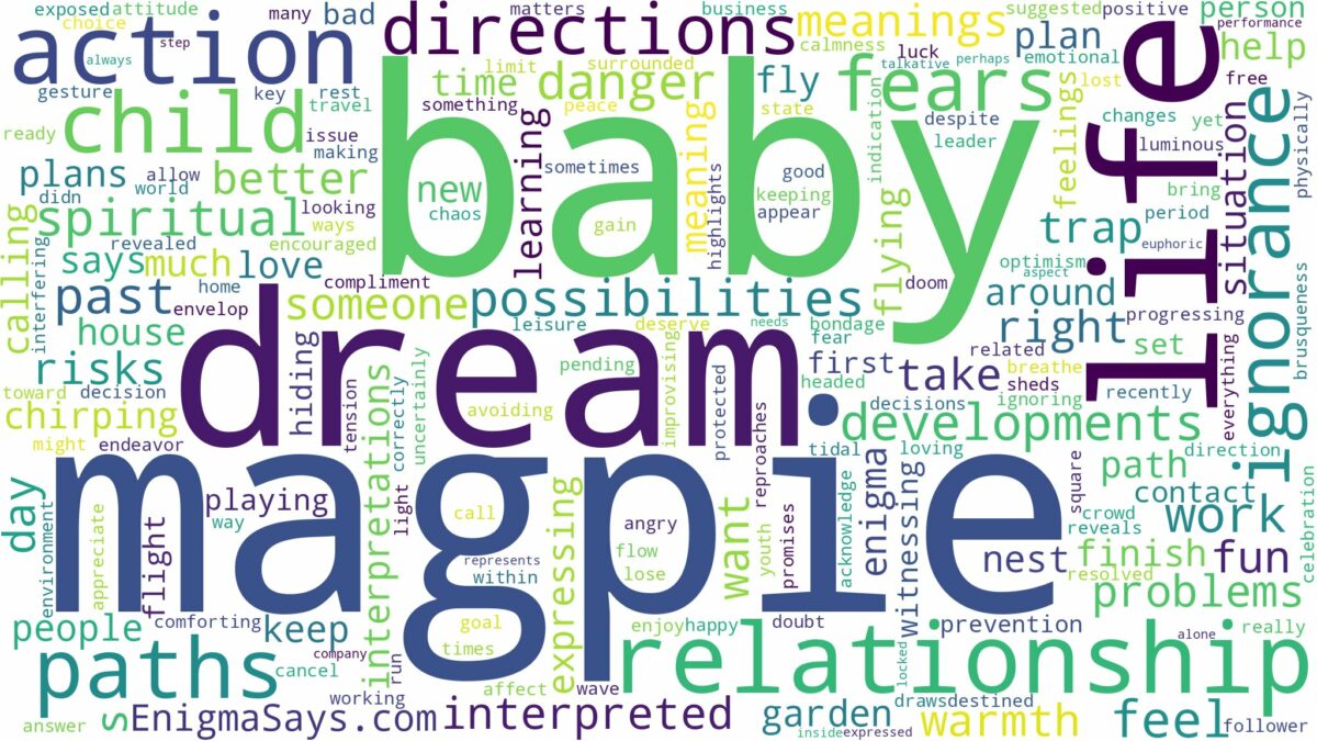 dream about a baby magpie and related dreams with their meanings in a word cloud