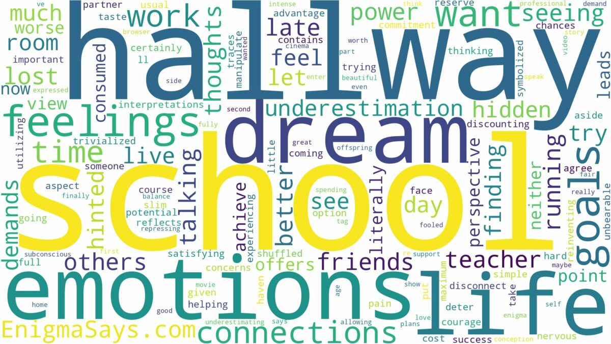 dreaming of being in a school hallway and related dreams with their meanings in a word cloud