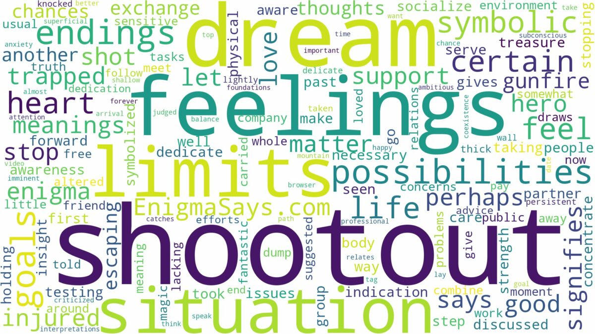 dream of being in a shootout and related dreams with their meanings in a word cloud