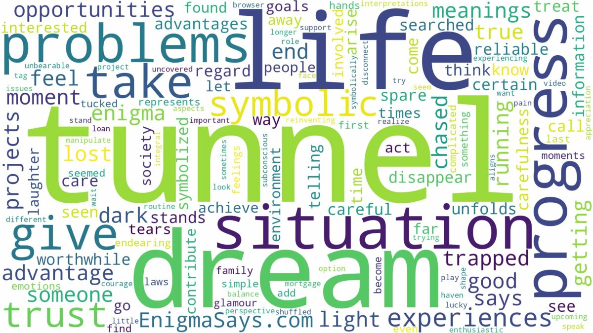 dream of being in a tunnel and related dreams with their meanings in a word cloud