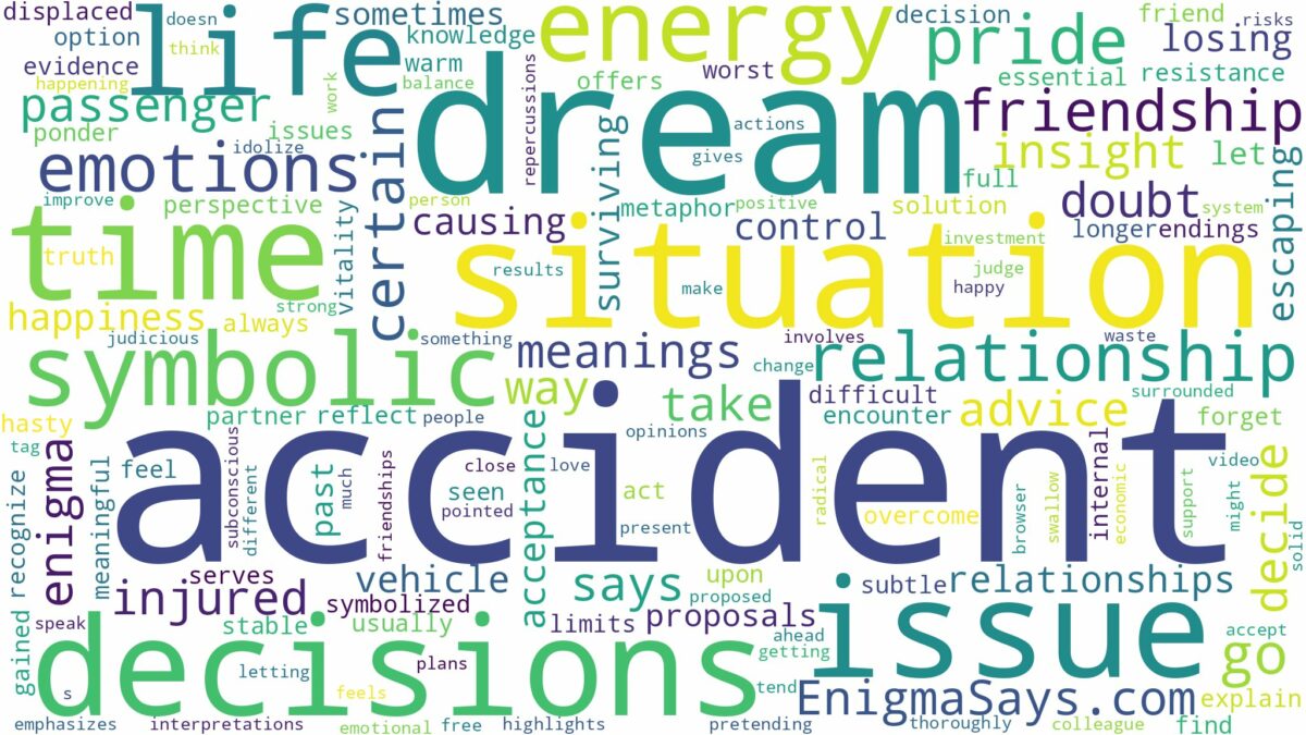 dream of being in accident and related dreams with their meanings in a word cloud