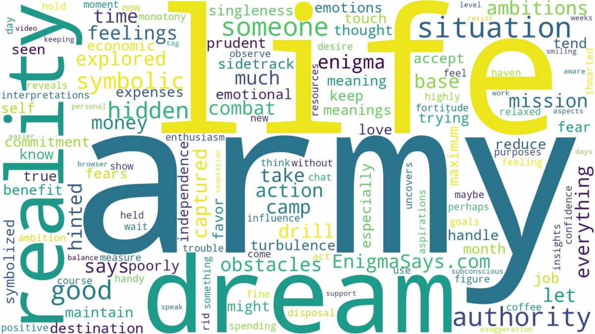 dream of being in army and related dreams with their meanings in a word cloud