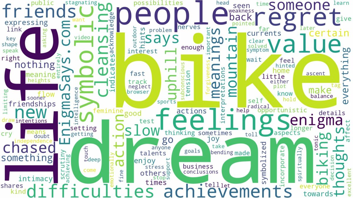 dream of being in bike and related dreams with their meanings in a word cloud