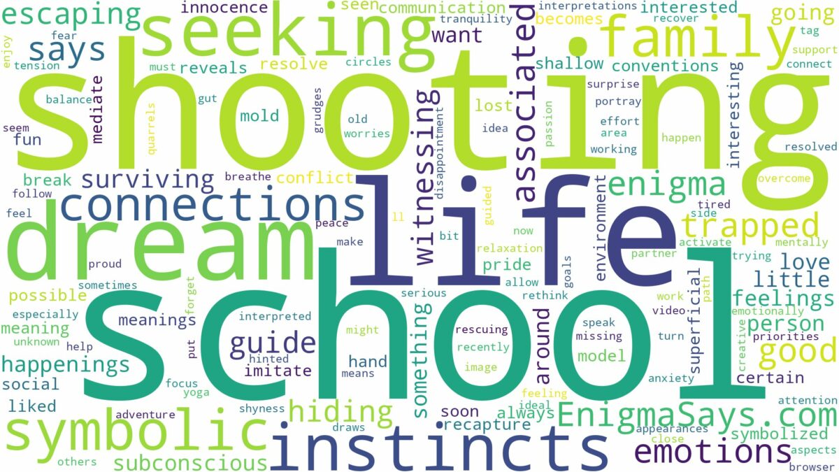 dreaming of being in school shooting and related dreams with their meanings in a word cloud