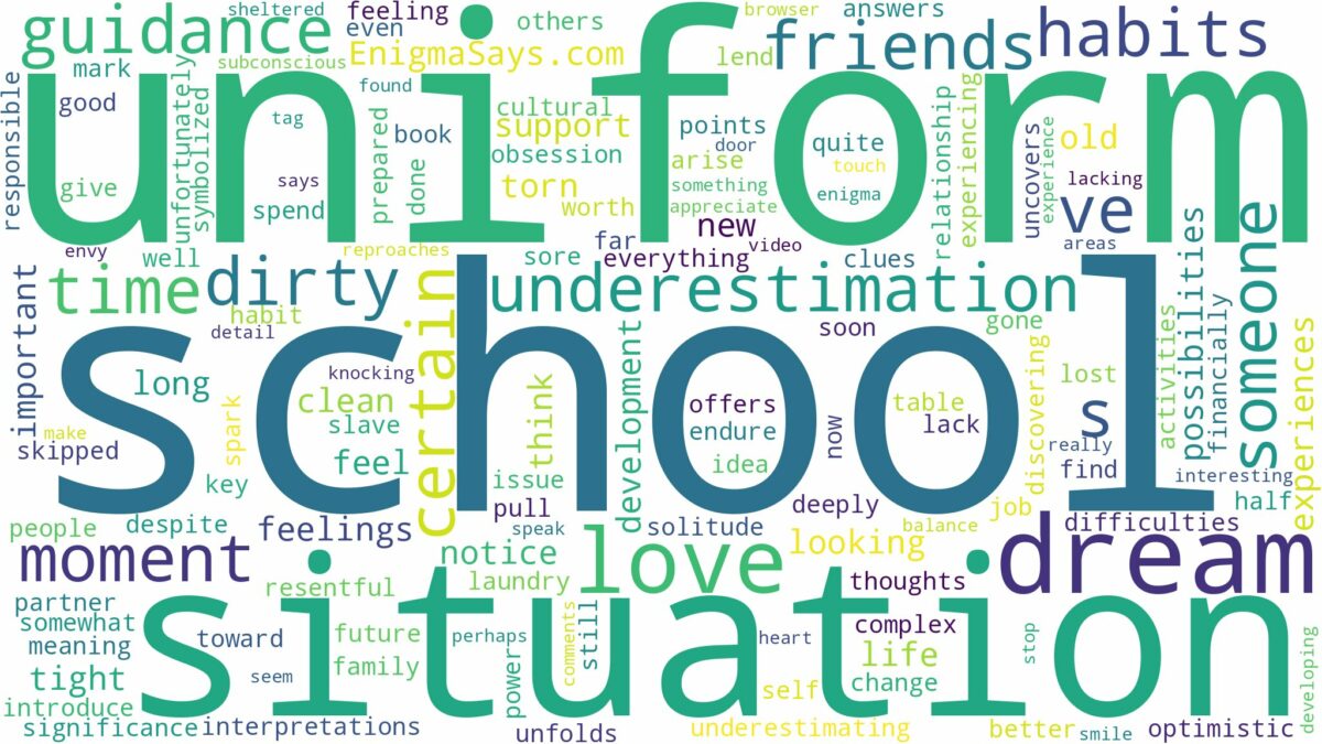 dreaming of being in school uniform and related dreams with their meanings in a word cloud