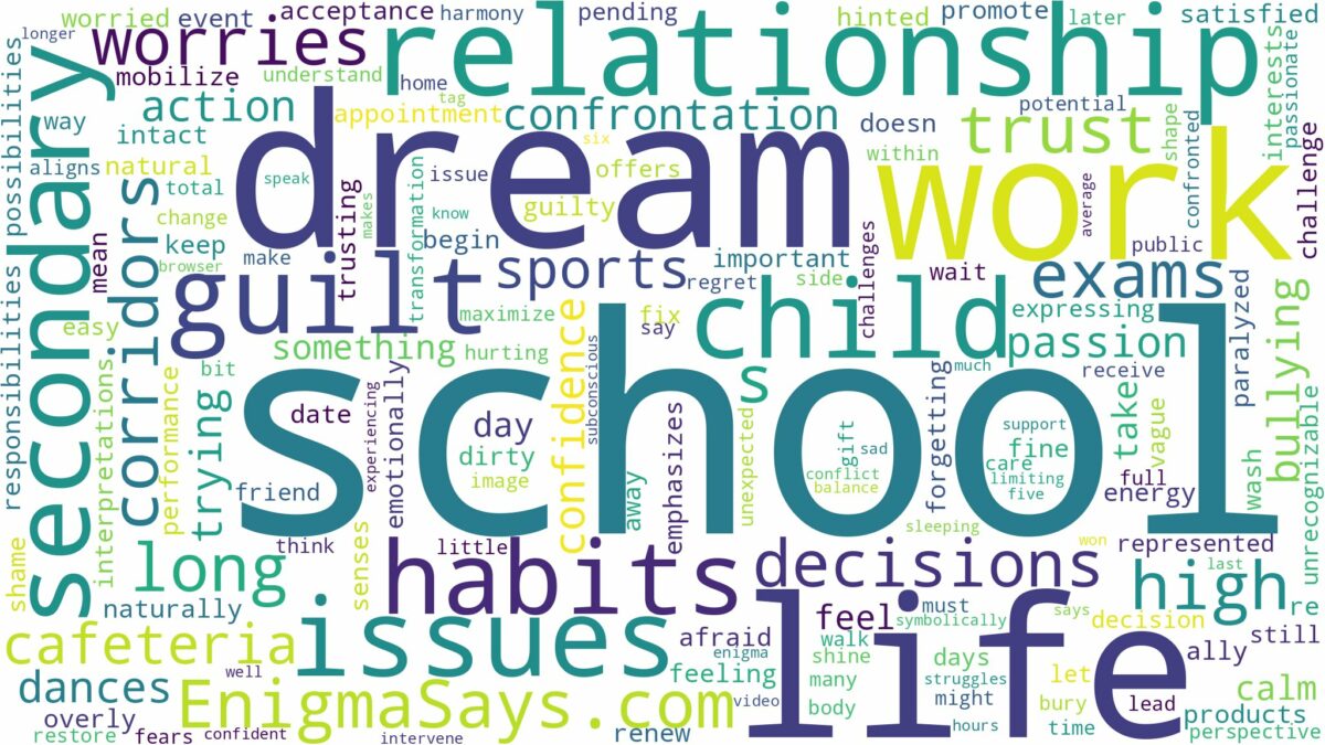 dreaming of being in secondary school and related dreams with their meanings in a word cloud