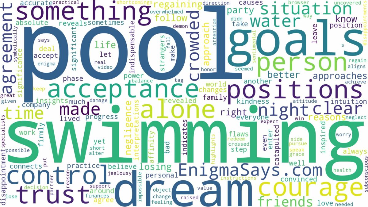 dreaming of being in swimming pool and related dreams with their meanings in a word cloud