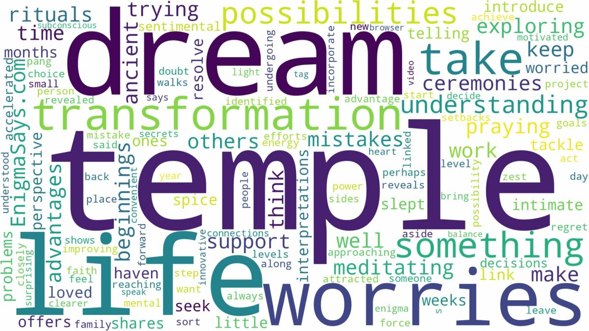 dream of being in temple and related dreams with their meanings in a word cloud