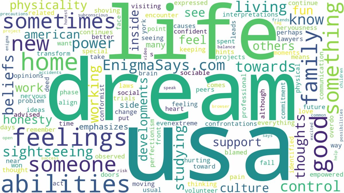 dream of being in usa and related dreams with their meanings in a word cloud