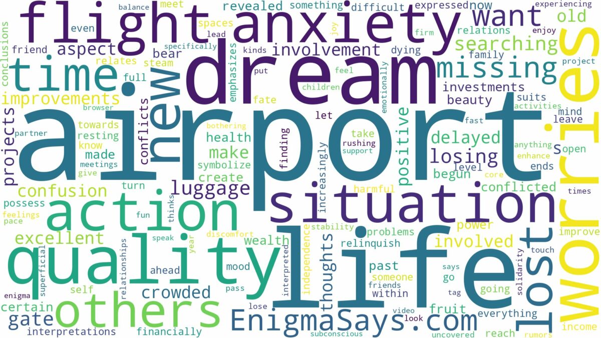 dreaming of being lost at airport and related dreams with their meanings in a word cloud