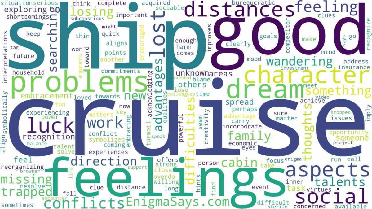 dreaming of being lost on a cruise ship and related dreams with their meanings in a word cloud